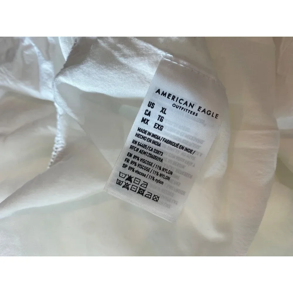 American Eagle Women's White Cotton Maxi Skirt Pull On Elastic Waist Size XL - Picture 4 of 4